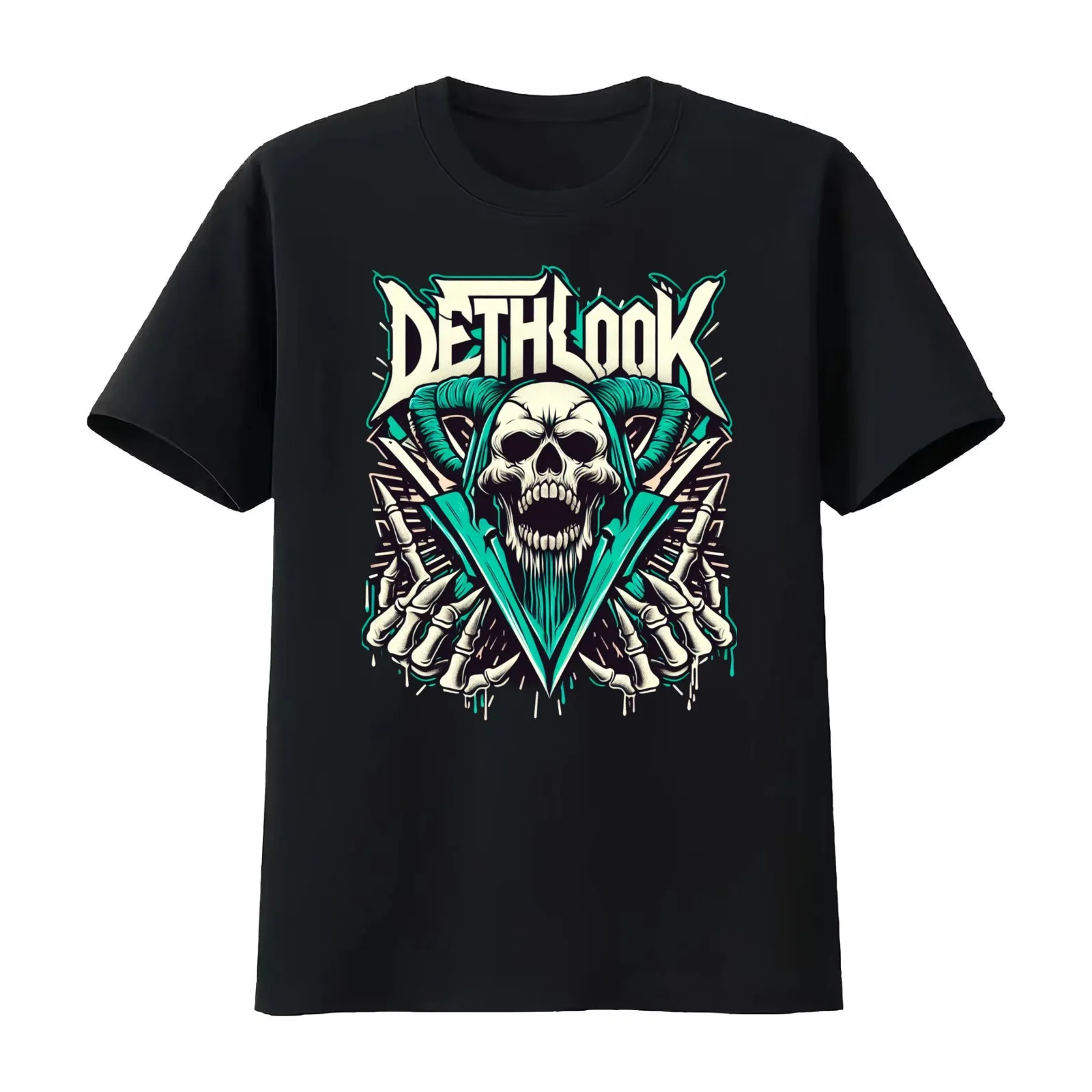 Dethklok The Dethlook Skull T-Shirt Summer Casual Cotton Tee Oversized Streetwear Tops Vintage Graphic Print 100% Cotton