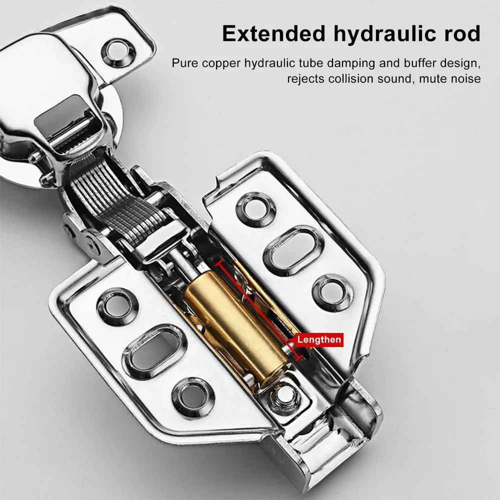 4Pcs Stainless Steel Cabinet Hinge 2.0mm Thickness Buffering Damping Door Hinge Fixed Mount Full Overlay No Soft Close Hinge