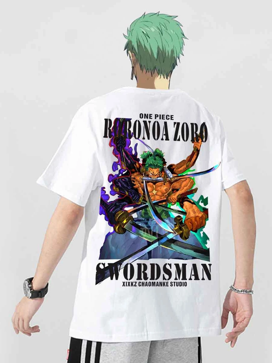 

Heavy Cotton One Piece T-shirt Japanese Trendy Brand Animation Ronoya Sauron Surrounding Loose Men and Women Short Sleeves