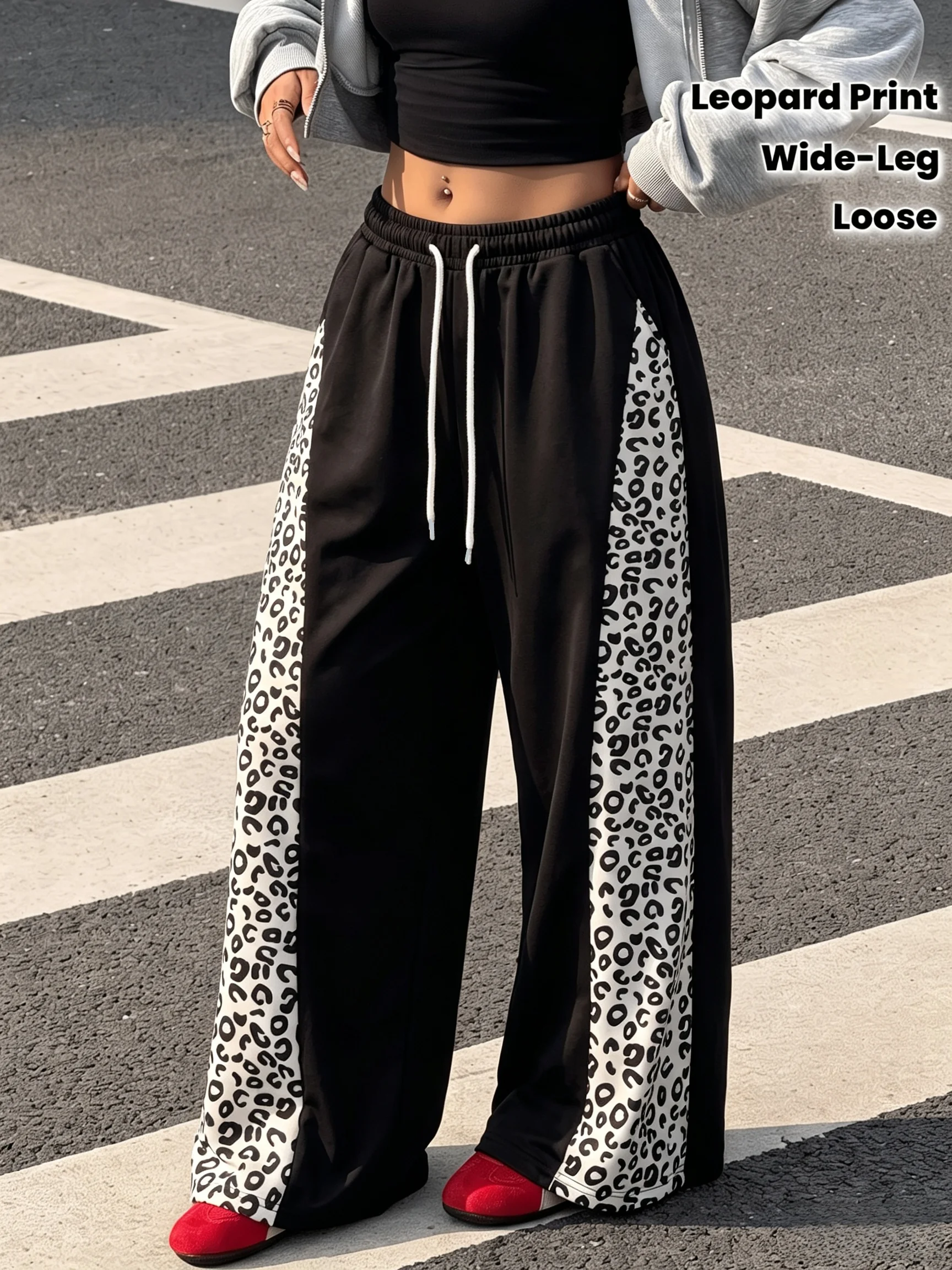 Spring/Autumn Hot Sale Personalized Fashionable Y2k Pants Trendy Fashion Vintage Print Loose Women Polka Dot Sports Pants