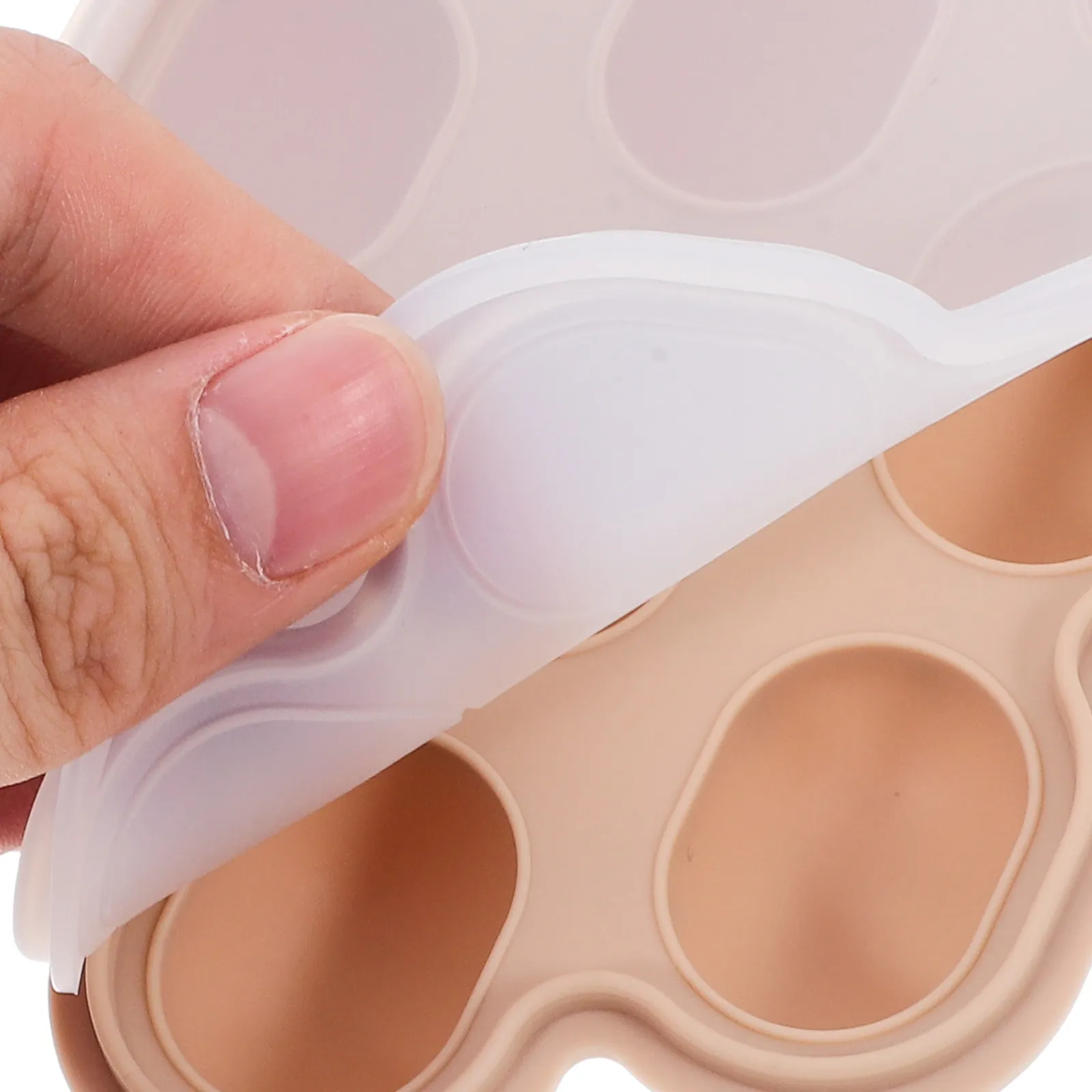Reusable Silicone Baby Food Freezer Tray Non-Stick Ice Cube Mold with Lid for Ice Pop Purees Chilled Coffee Home Kitchen