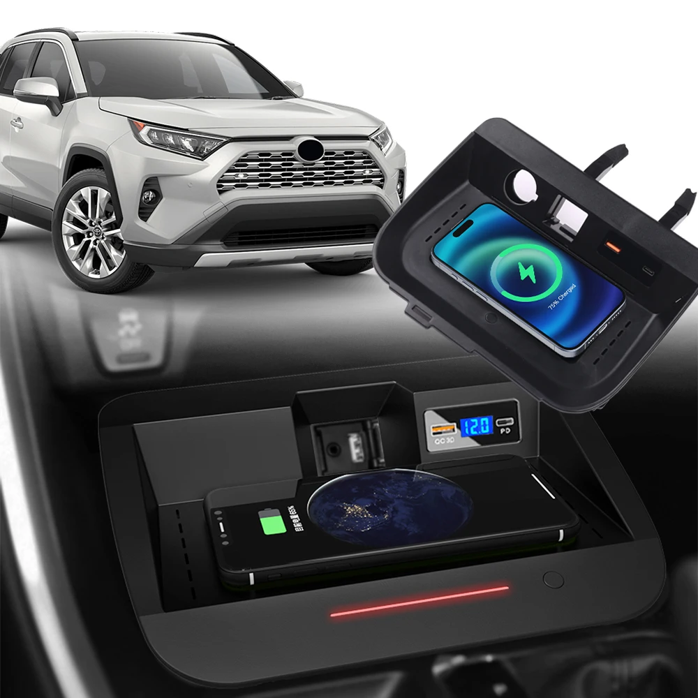 MOCENDO 15W Wireless Car Charger for Toyota RAV4 (2020-2024) Fast Charging Phone Accessory