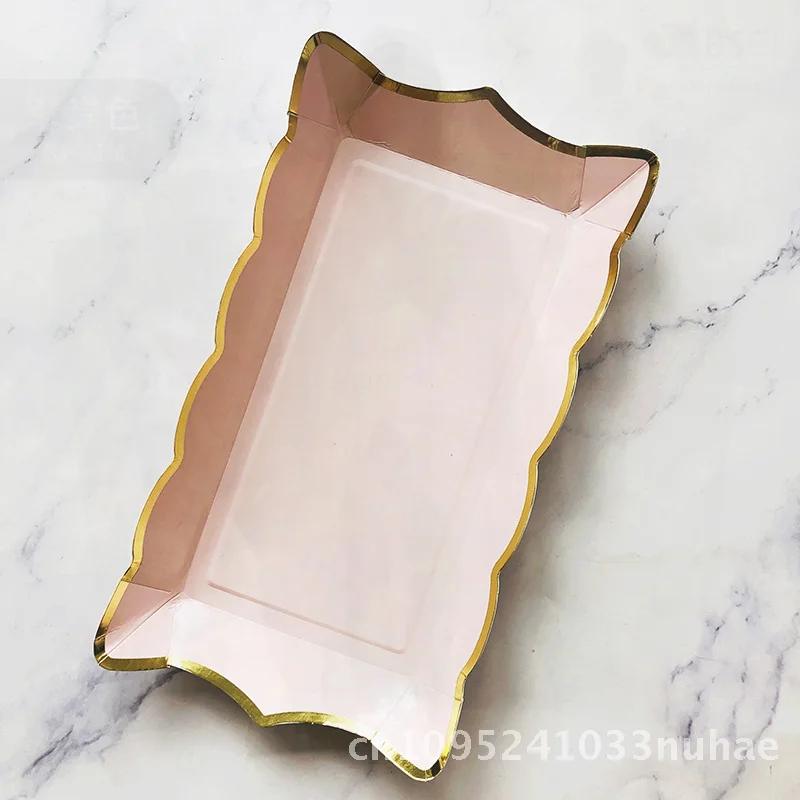 Disposable Rectangular Paper Plate 9-inch Multi-Color Assorted Pack for Parties Fruit Cakes Barbecue Picnic Tableware Dinnerware