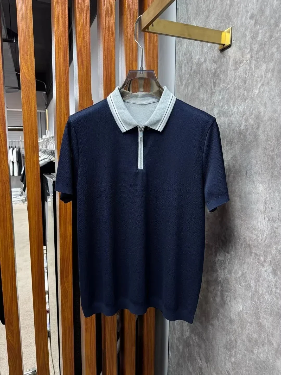 BC Italian old money wind embroidered pearl cotton men's lapel polo shirt