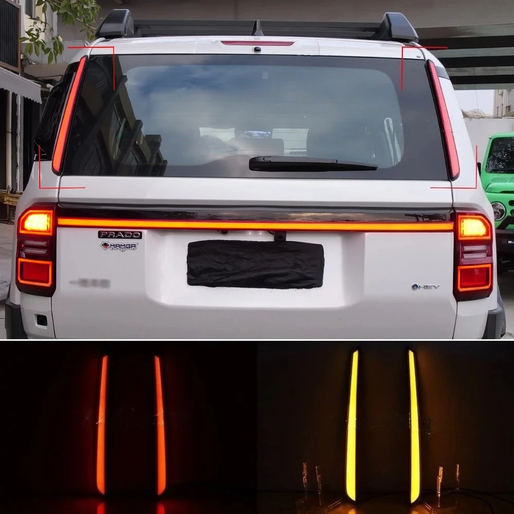 سيارة LED بدوره مصابيح إشارة لتويوتا برادو LC250 2024 2025 ترقية العمود الخلفي ضوء أضواء خلفية التوصيل والتشغيل ضوء الفرامل