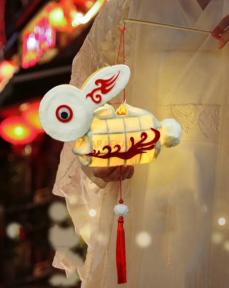 Mid-Autumn Festival Children's Rabbit Lantern New Handmade Diy Portable Luminous Palace Lantern Material Bag