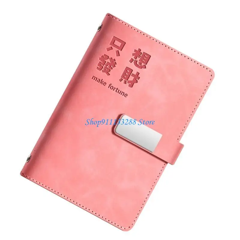G88D เครื่องหนังนักวางแผนงบประมาณ 90 หน้าแผ่นงบประมาณ 6 วงแหวน Binder ครอบคลุมสมุดบันทึกเงินที่เติมได้สำหรับการวางแผน