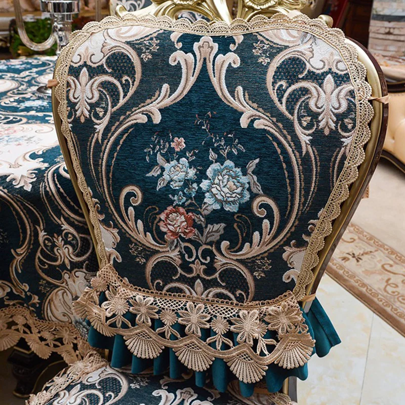 Kitchen Dining Chair Cover Home Decor Lace Jacquard Seat Cover European Luxury Hotel Banquet Party Non-slip Chair Cushions Cover