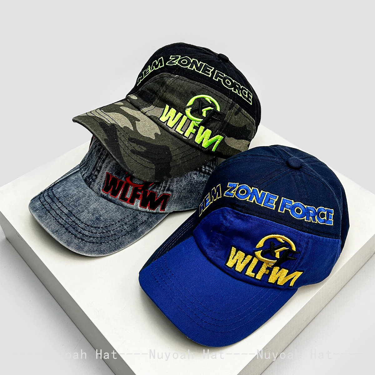 Tarnmuster Bestickte Buchstaben Baseballkappen Sonnenschutz Farbblock Neue Herren Damen Persönliche Vielseitige Streetwear Schirmmützen Mode