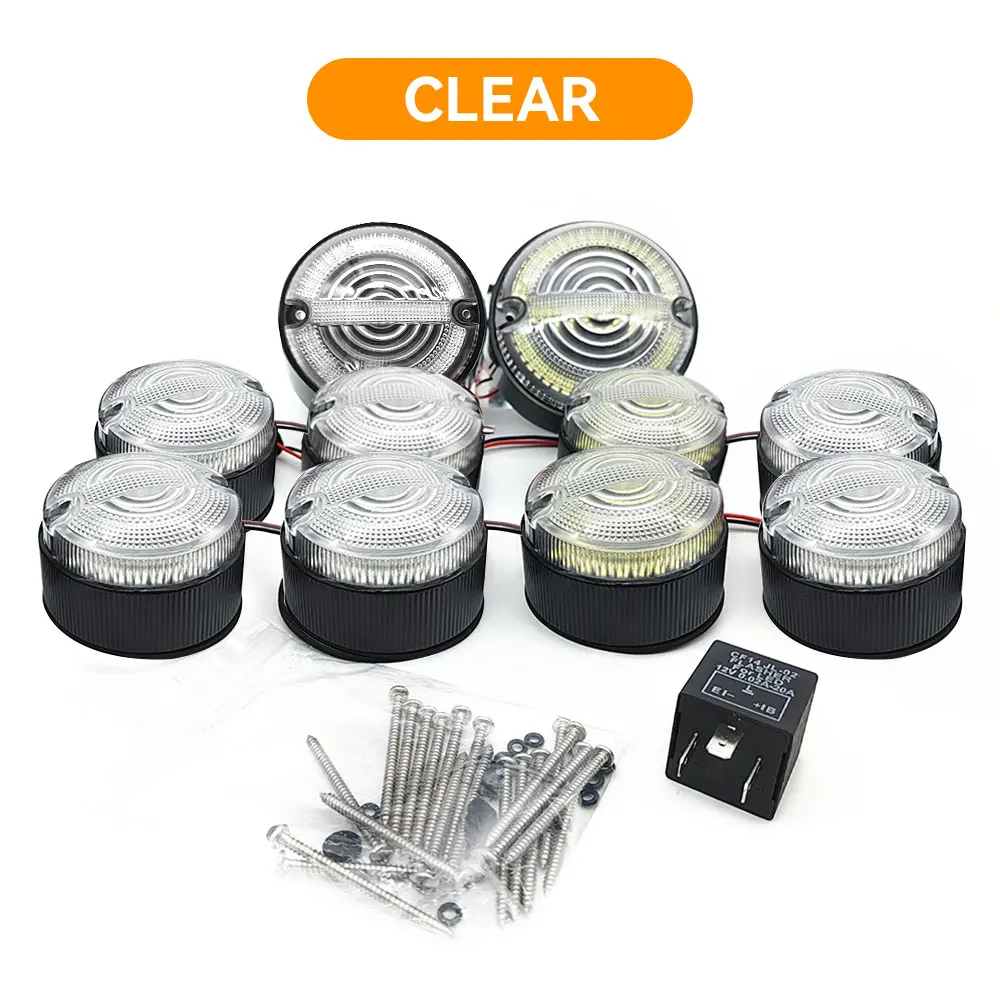 10 stks Gerookte Mistachterlicht Achteruitrijlicht Compleet LED Lamp Upgrade Kit 7 "led koplamp Voor Land Rover Defender 1990-2016