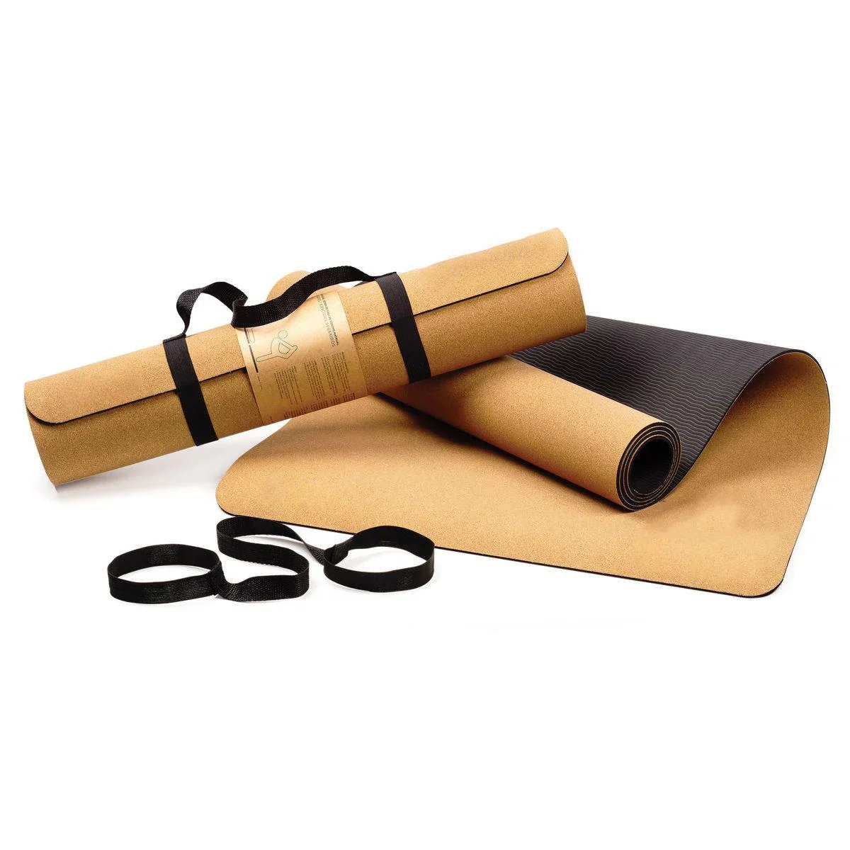 Environment Friendly Cork Nature Rubber Yoga Mat Cork Fitness Mat Fitness Set Suitable for Fitness