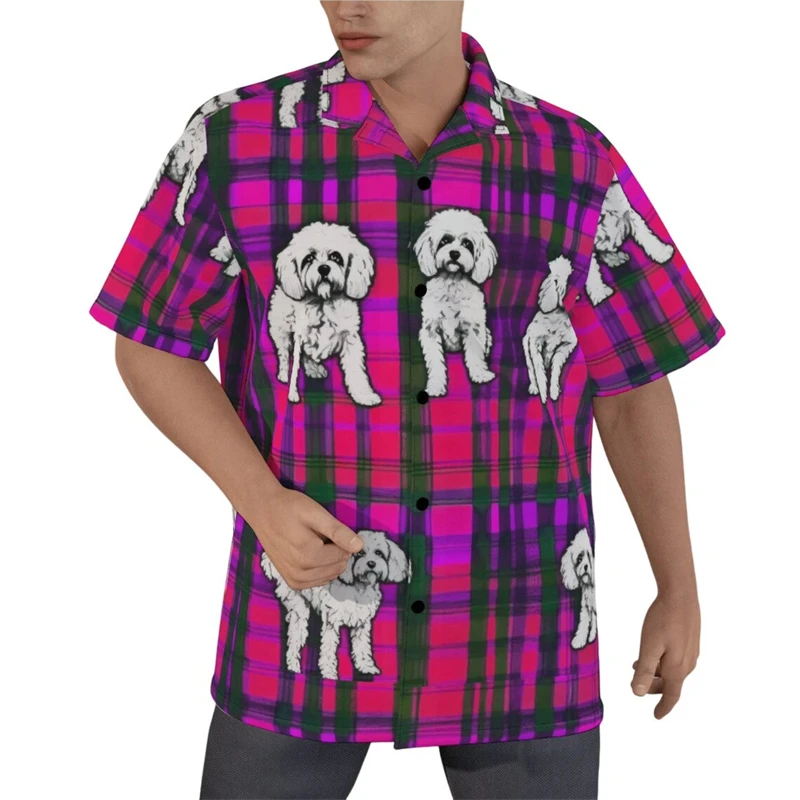

Hawaii Funny Shirt For Men Dog 3d Print Summer Loose Hawaiian Beach Tops Casual Short Sleeve Lapel Blouse Street Male Clothing