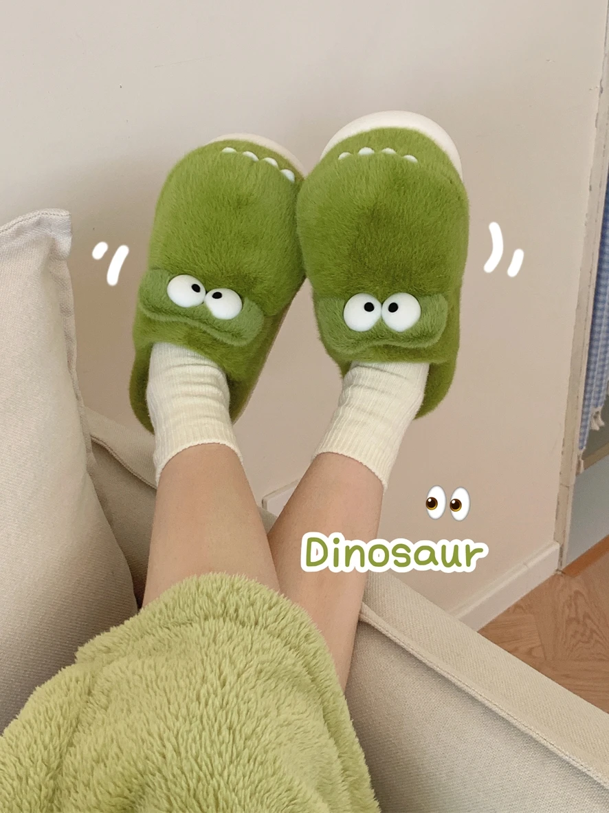 Couple Lovely Crocodile Cotton Slippers Women Winter 2023 New Baby Boys’ Girls‘ Warm Thick Sole Slipper Frog Home Shoes For Men