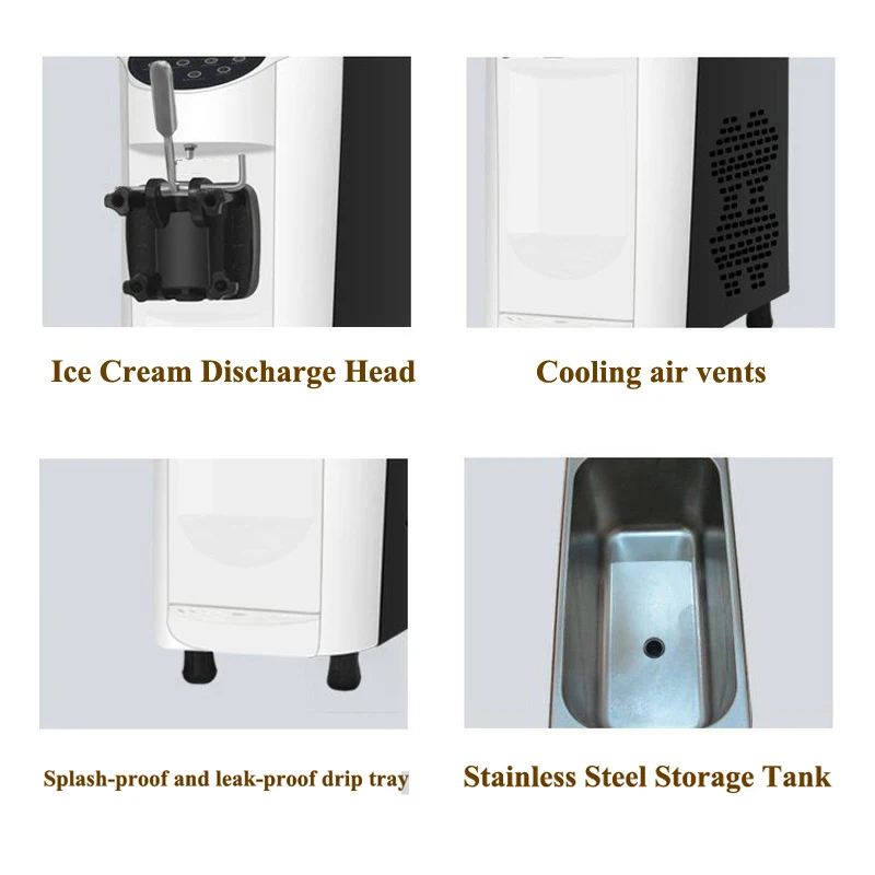 Máquina comercial de sorvete macio de mesa, máquina de venda automática de sorvete de um sabores, 1000W