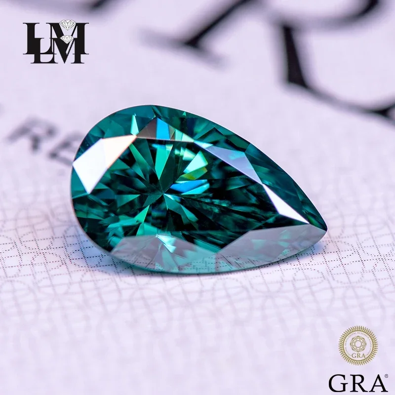 

Moissanite Lab Grown Diamond Natural Color Emerald Green Pear Cut Gemstone Women Jewelry Making Materials With GRA Certificate