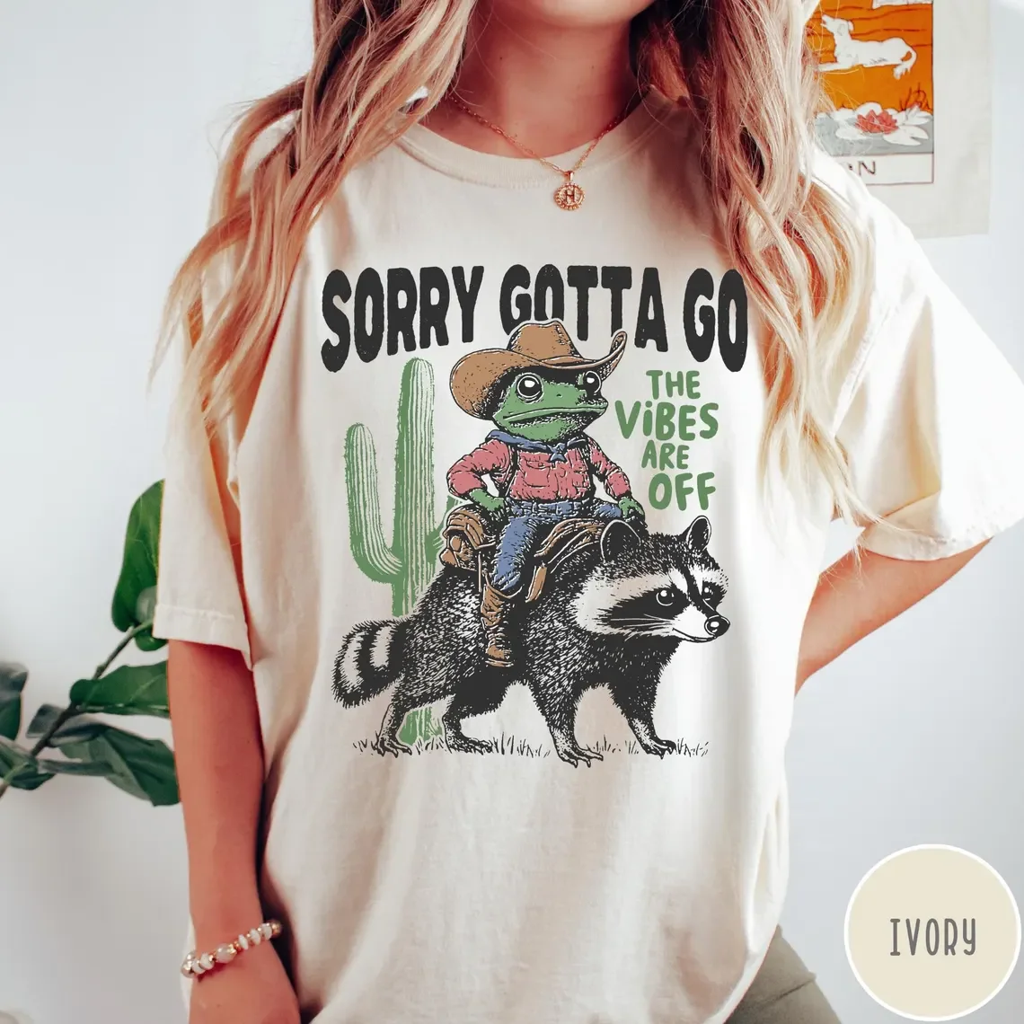 Vibes Are Off Comfort Colors® T-Shirt, Sorry Gotta Go, Vintage Frog Tshirt, Funny Retro Shirt, Funny Unisex Aesthetic Tshirt