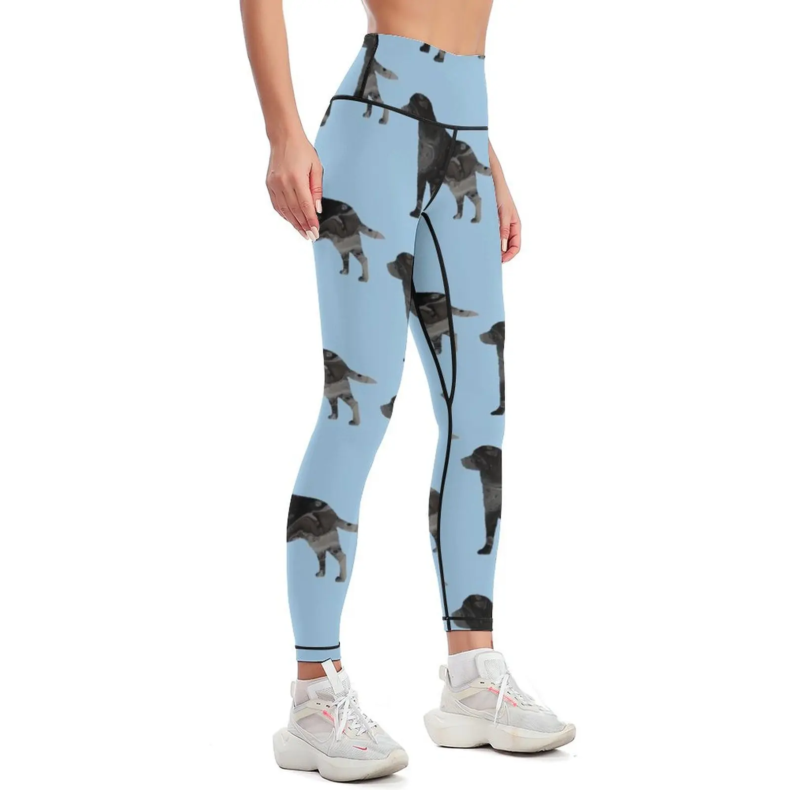 Black Lab Labrador Fluid Art Marble Abstract Leggings gym pants Clothing fitness Womens Leggings