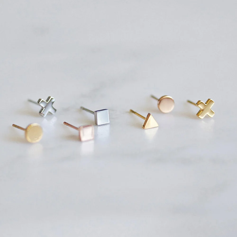 SUNIBI Minimalist Stainless Steel Small Stud Earrings for Women  Square Mini Fashion Cute Earrings Party Gift Jewelry Wholesale