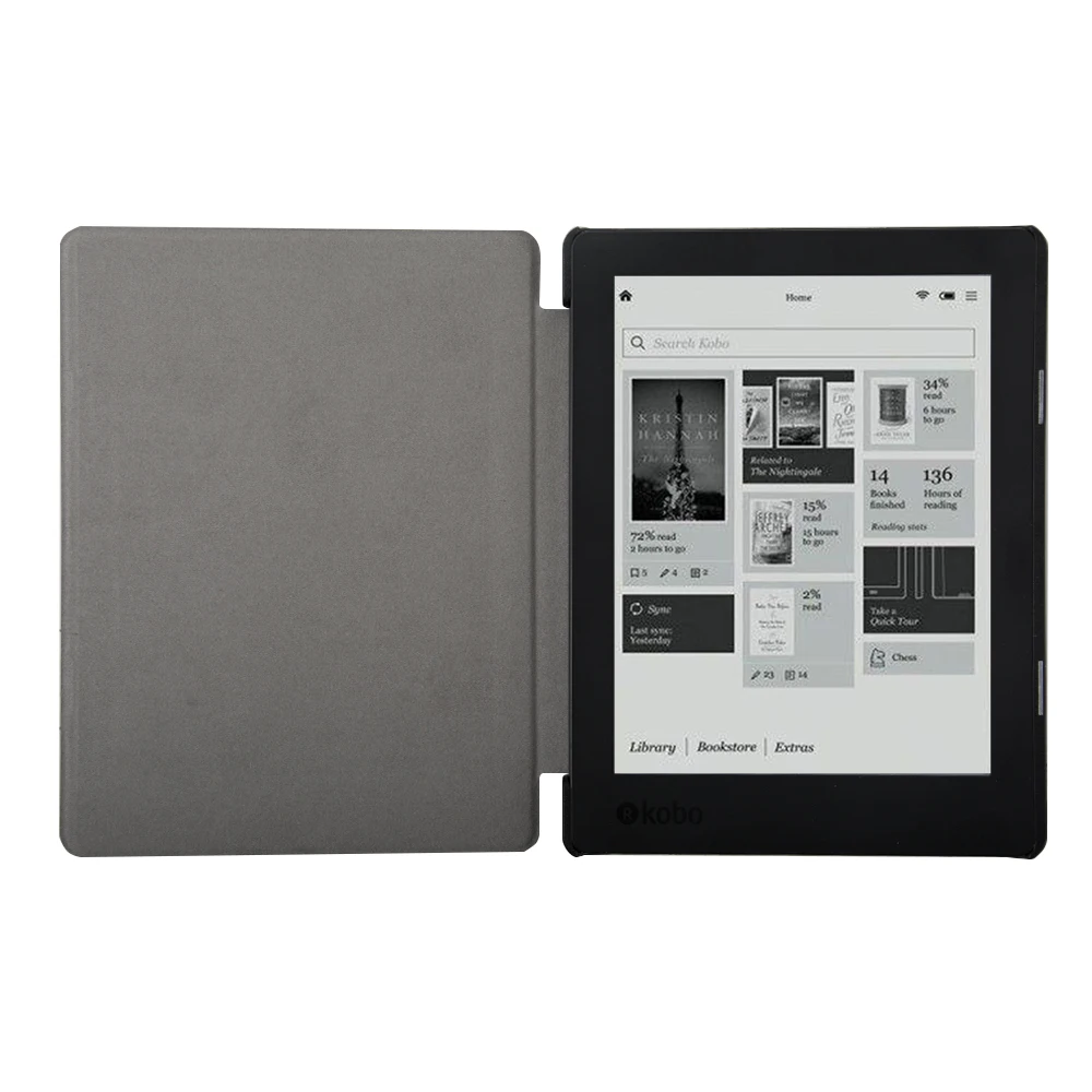 حافظة جلدية لـ KOBO AURA H2O EDITION 2 6.8 بوصة eReader Funda Capa Slim Folio المغناطيسي السيارات الاستيقاظ النوم الكتاب الاليكتروني طباعة غلاف الكتاب #2