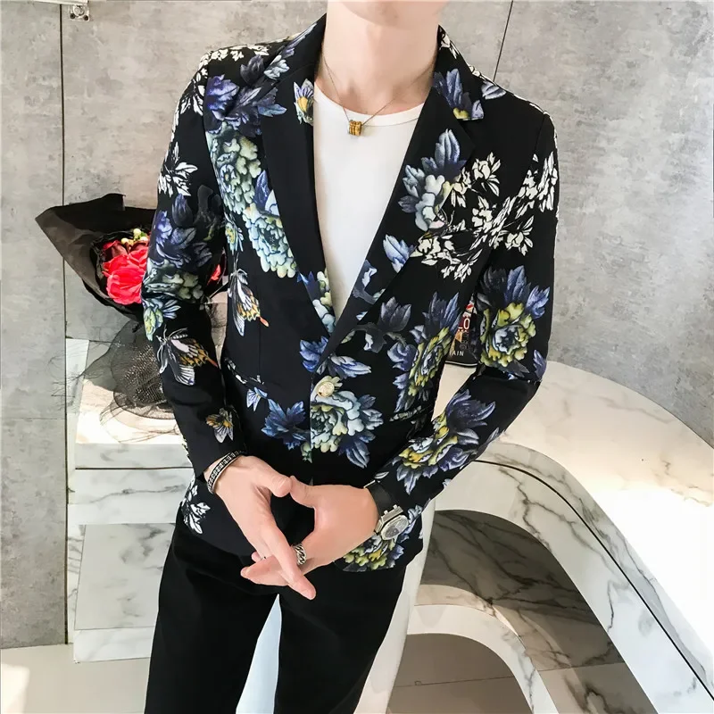 Men Blazers Spring Printing Business Suit Jackets /Male Fashion Leisure Groom Man Clothing Blazers for Men Elegant Stylish