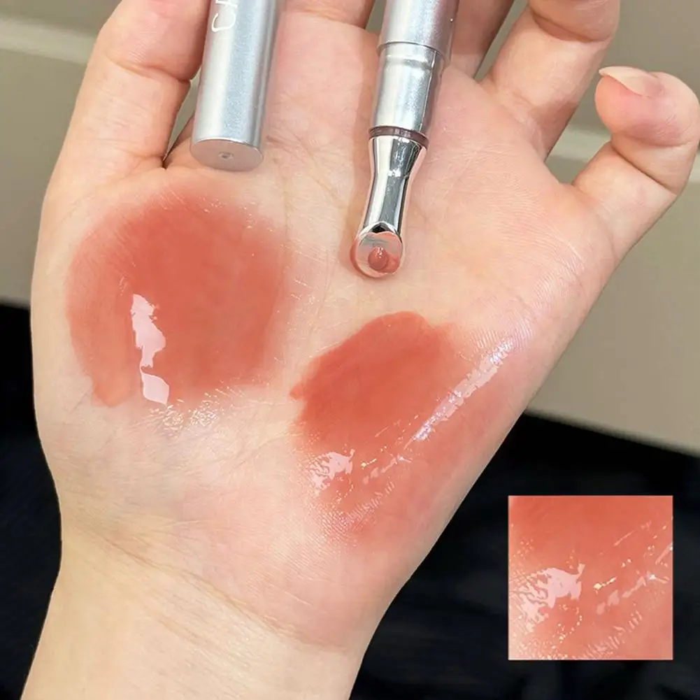 Lucidalabbra Idratante a lunga durata Adatto a tutte le pelli Testa di pennello in ferro Gelatina Lucidalabbra Idratante Tinta per labbra Rossetto Regalo