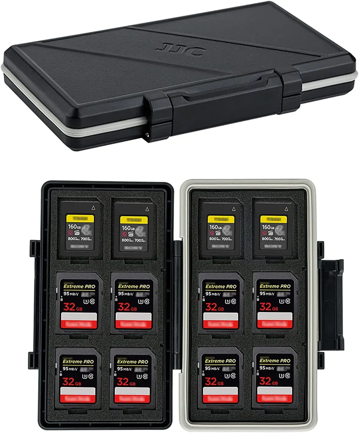 

Water-Resistant Shockproof Memory Card Organizer Box for 12 SD and 12 CFexpress Type A Cards, Compact Storage Solution