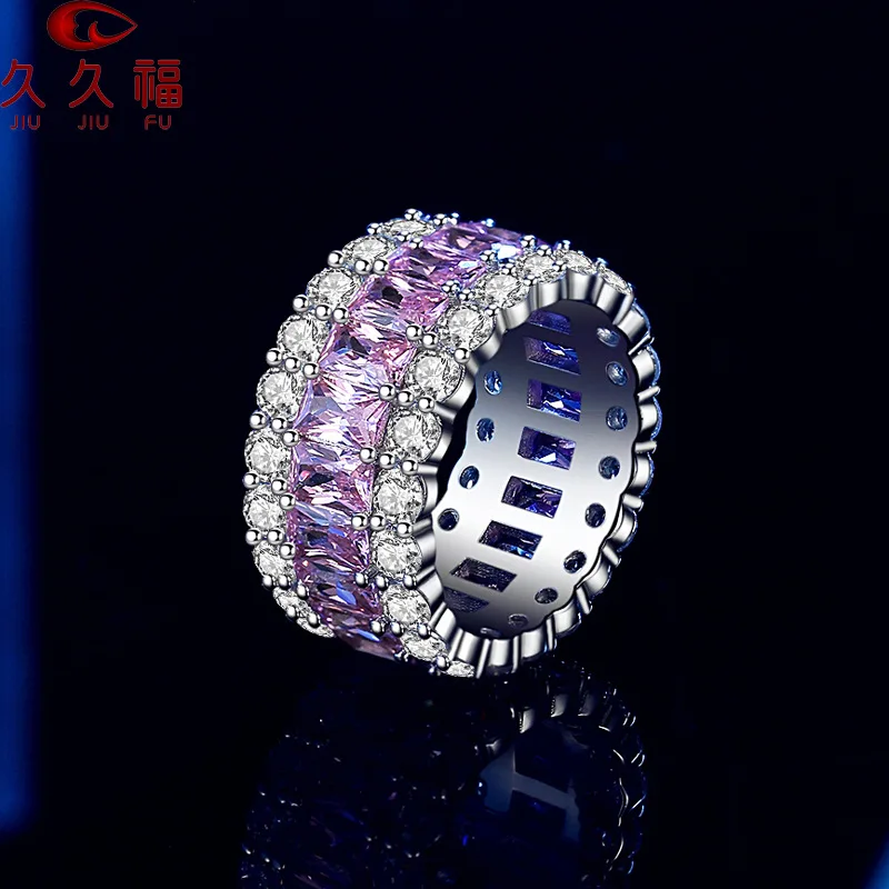 Full Circle Stone Ring For Women Moissanite PT950 Platinum Surrounded stone design,360° shining and eye-catching