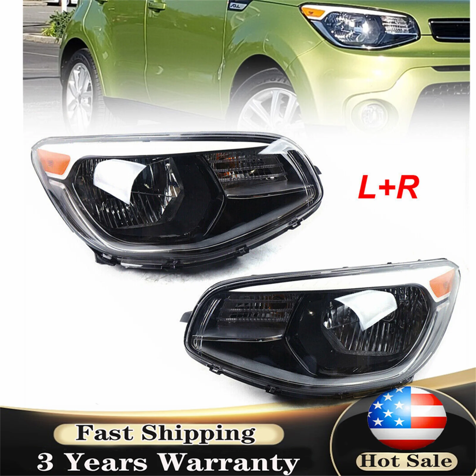 Car Head Lamp for Kia Soul 2014-2019 Headlight Headlamp Halogen W/O Bulbs Left or Right Accessories 92101-B2270 92101B2270