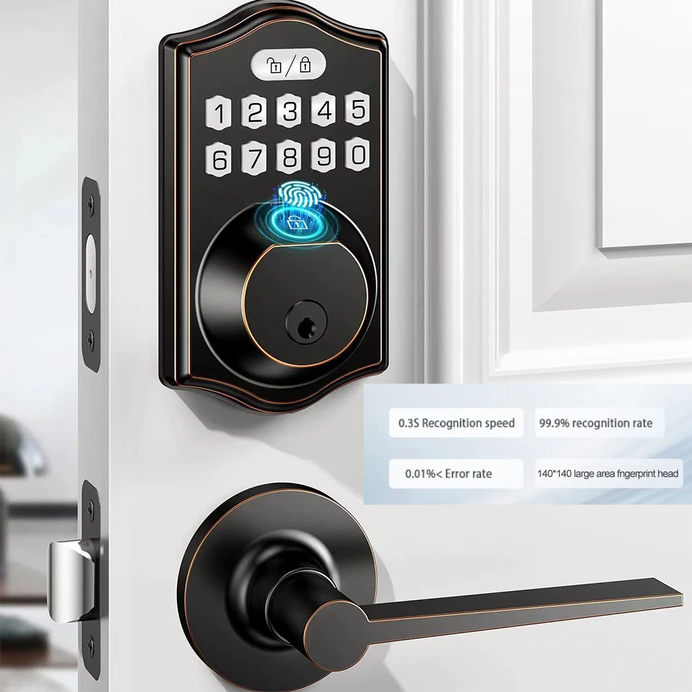 

Adjustable Lock Body Fingerprint Door Lock 140x140 Sensor Pixel Fingerprint Access Technology Fingerprint Password Door Lock