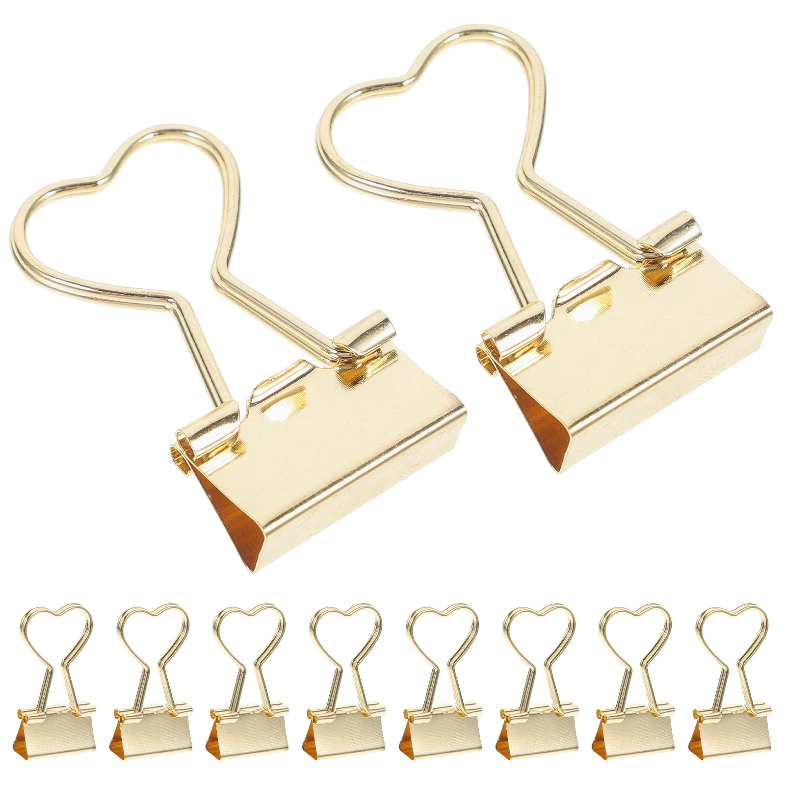 

10pcs Binder Clips Long Tail Paper Office Supplies Mini Metal Heart Shaped Storage Notebooks Scrapbooks Decorative Memo