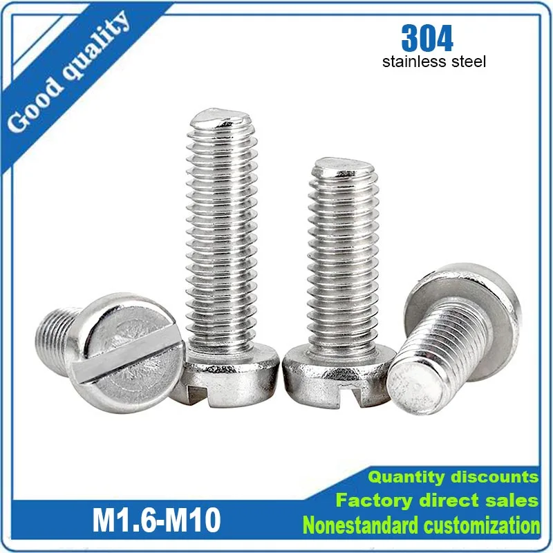 2/5/10/20/25/50pcs M1.6 M2 M2.5 M3 M4 M5 M6 M8 M10 GB65 304 Stainless Steel Slotted Flat Round Cheese Head Machine Screw Bolt