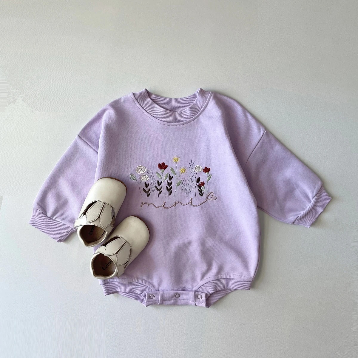 INS Newborn Baby Girls Romper Sweatshirts Romper Clothing Floral Embroidery Baby Boys Jumpsuits Sweatshirt Korean Outfit Romper