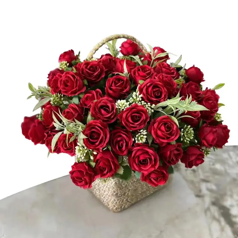 10 Köpfe Rosenstrauß Künstliche Blumen Western Rose Hochzeitsdekoration 6 Farben Pfingstrosen Kunstblumen Künstliche Blumen