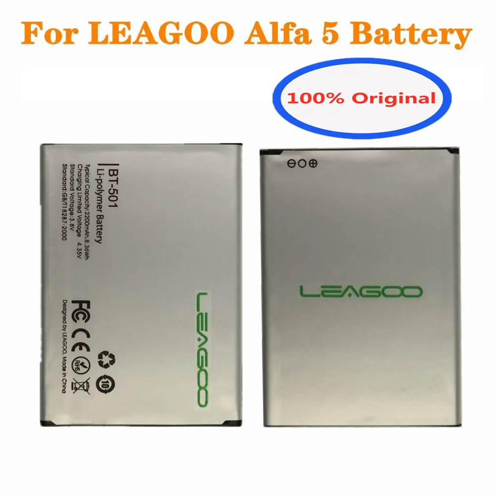 

New 2200mAh BT-501 Original Battery For LEAGOO Alfa 5 Alfa5 BT 501 BT501 High Quality Genuine Replacement Bateria Battery