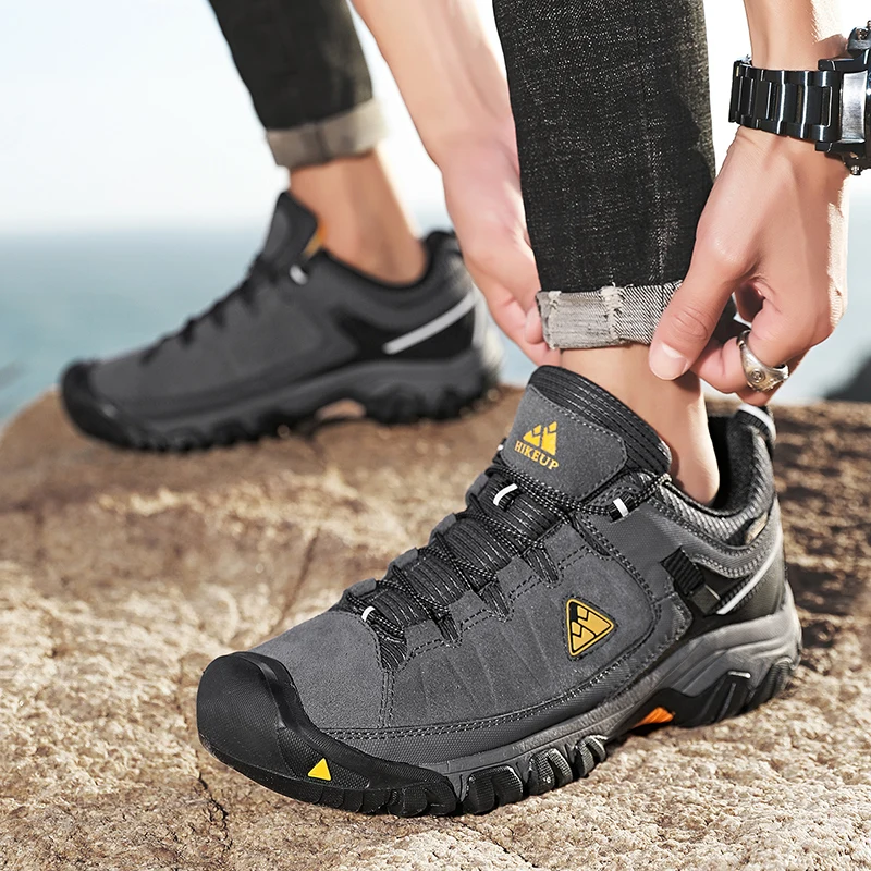 HIKEUP Zapatos Senderismo Hombre Cuero Duradero Suela Goma - imagen 4