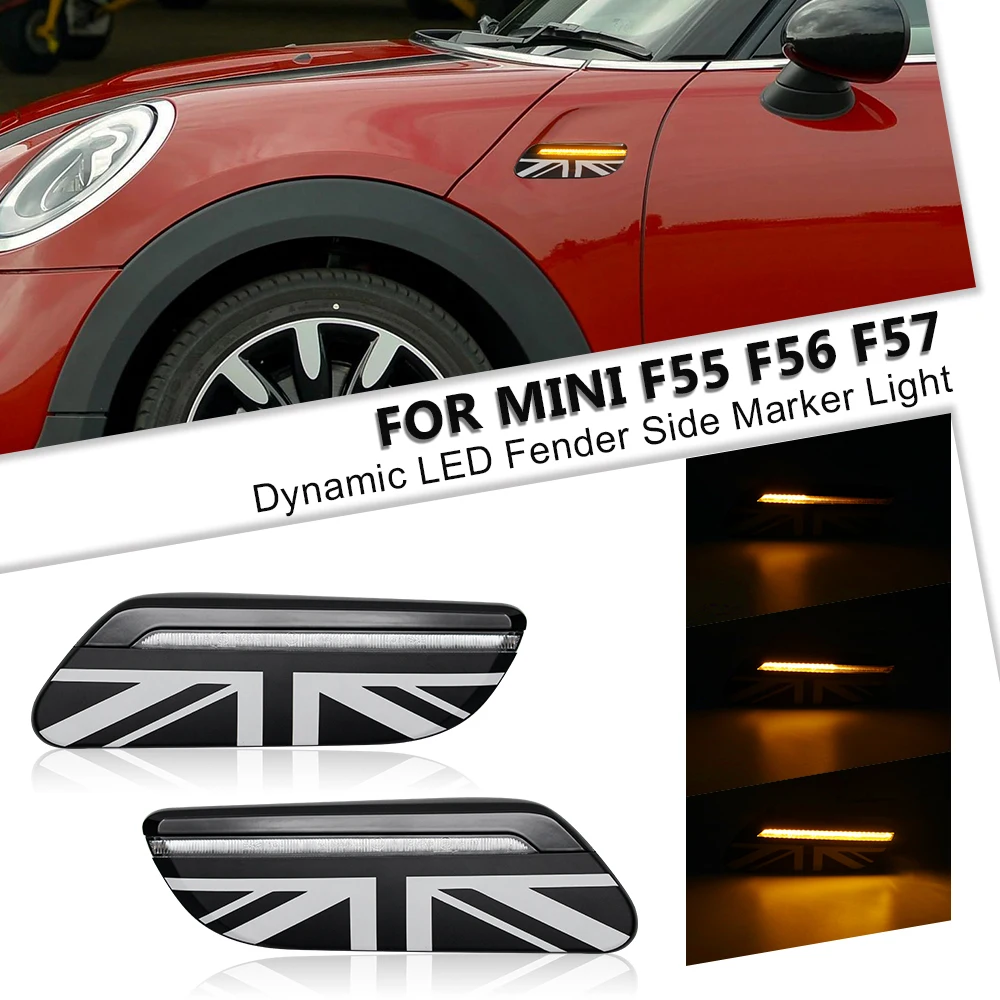 

UK Union Jack Flag Style LED Dynamic Side Marker Light For Mini Cooper F55 F56 F57 2014 2015 2016 2017 2018 2019 2020 2021