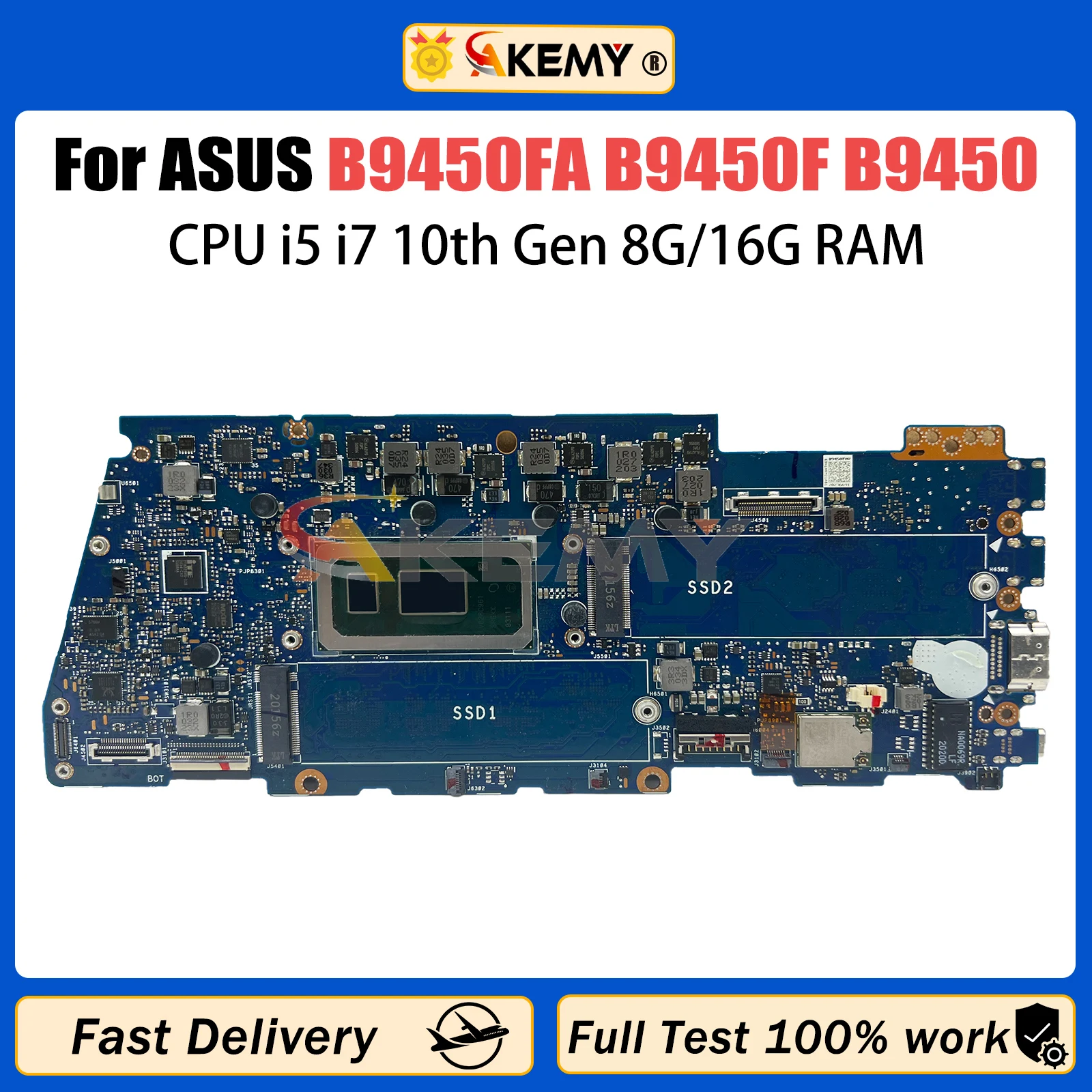 akemy b9450f placa mae para notebook asus expertbook b9 b9450 b9450fa placa mae portatil i5 i7 10th gen cpu 8g 16g ram 01