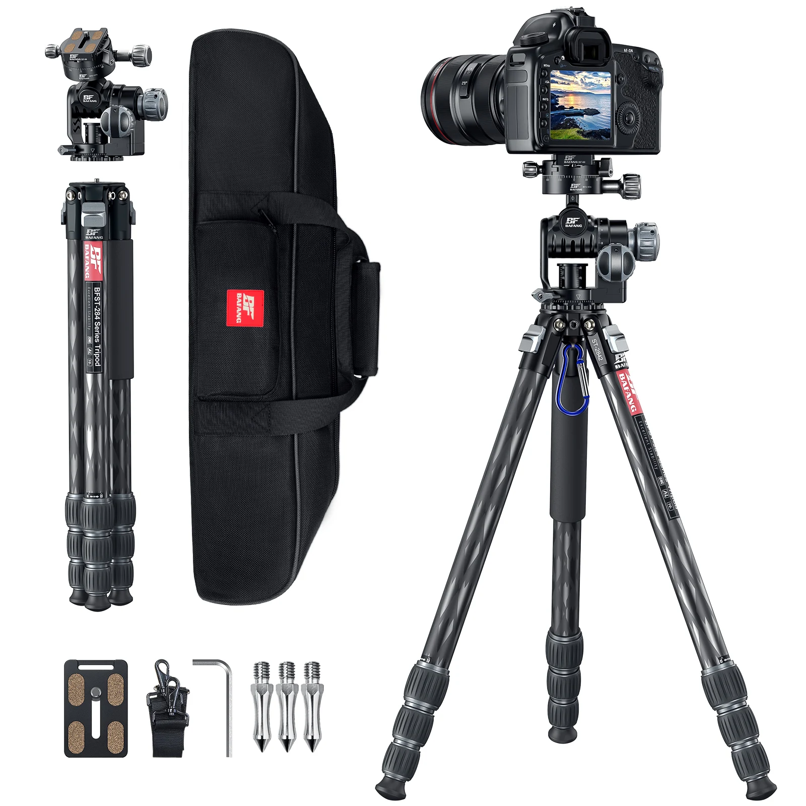 

Ultra-Lightweight Camera Tripod Carbon Fibre DSLR Tripod with 4-Section Legs & 1/4" Expansion Threaded Hole Portable Travel Trip