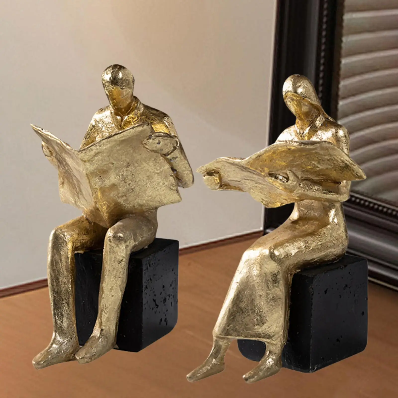 

Reading Figurine Bookend Resin Book Reader Sculpture for Shelves Living Room