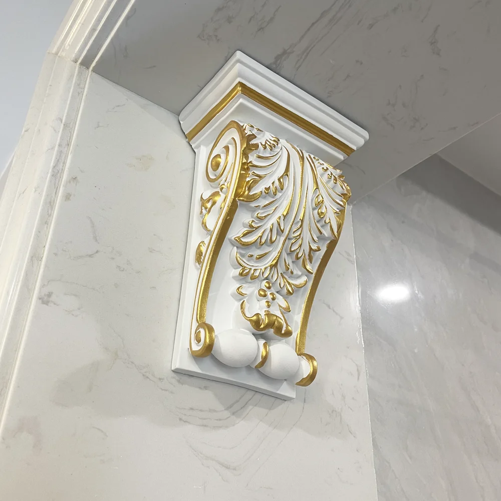 European style PU trace gold beam joist column head door flower pass decorative carving imitation tree trunk imitation plaster l