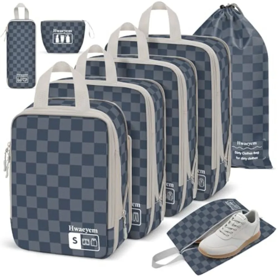 

Набор из 8 компрессионных упаковочных кубов для путешествий, легкие, с двойной молнией, экономящие место, органайзеры для чемоданов, для путешествий и поездок на автобусе