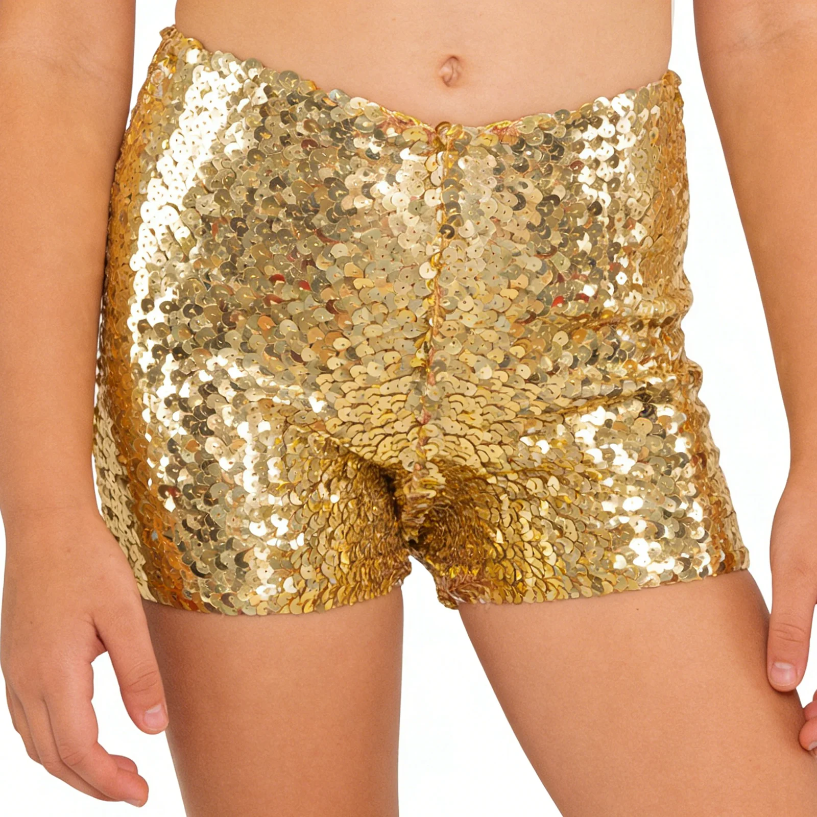 Children Girls Sparkle Sequins Dance Shorts Hip Hop Jazz Dance Performance Costume Athletic Tumbling Yoga Gymnastics Short Pants