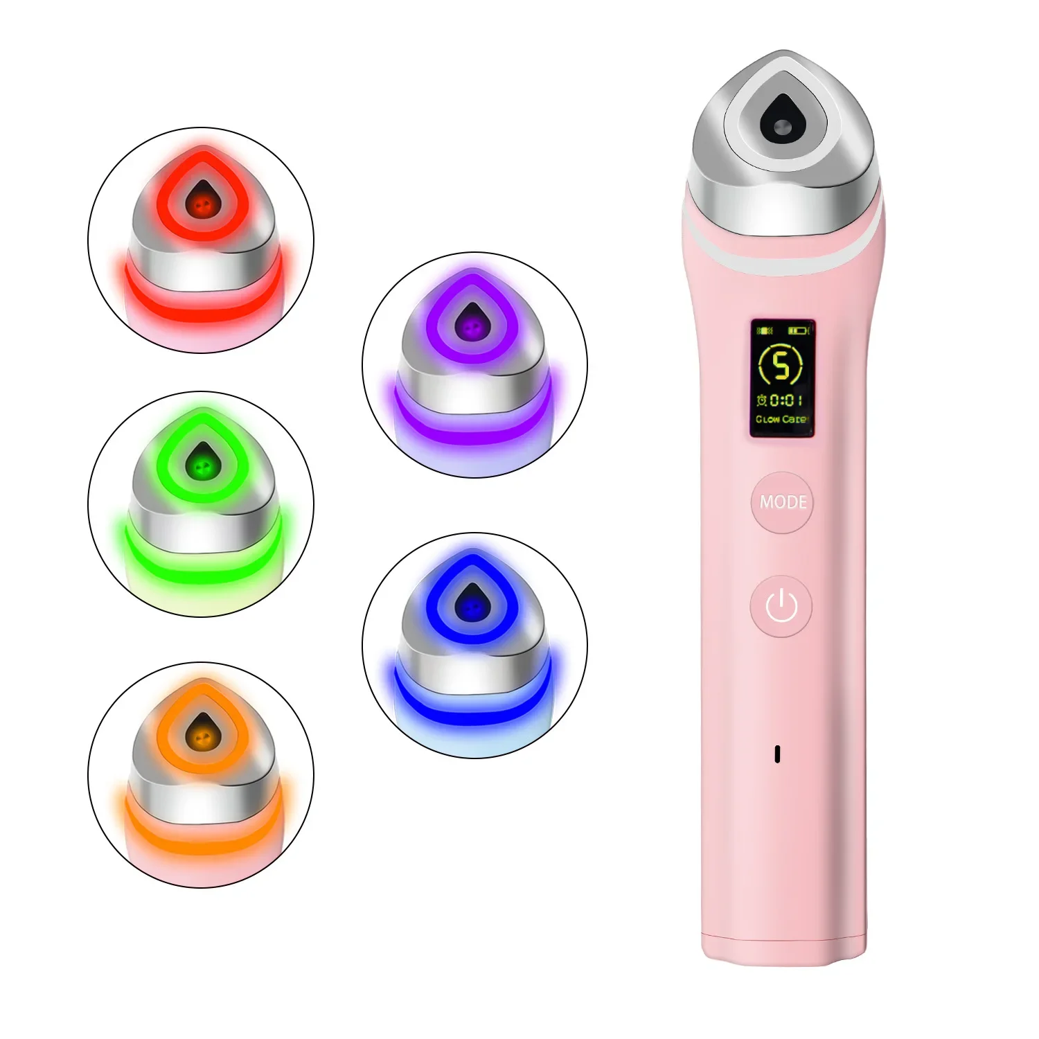 New 5-Color Photon LED Facial Massager, Red Blue Light Essence Infusion Beauty Instrument for Pore Refining & Skin Rejuvenation