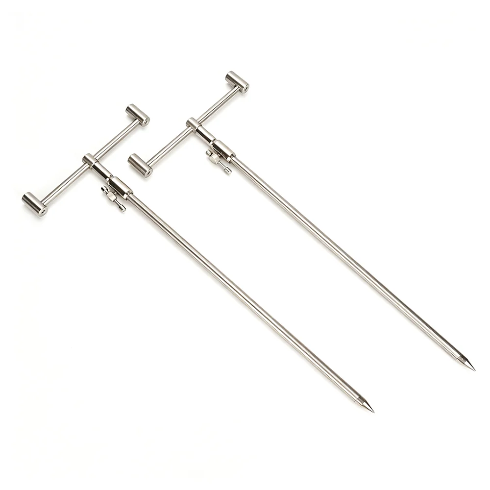Hirisi Karpfenangeln Edelstahl Rod Pod Set 2 Stück Banksticks und 2 Stück Buzz Bars Set Verstellbarer Rutenhalter Angelzubehör – Detail 7