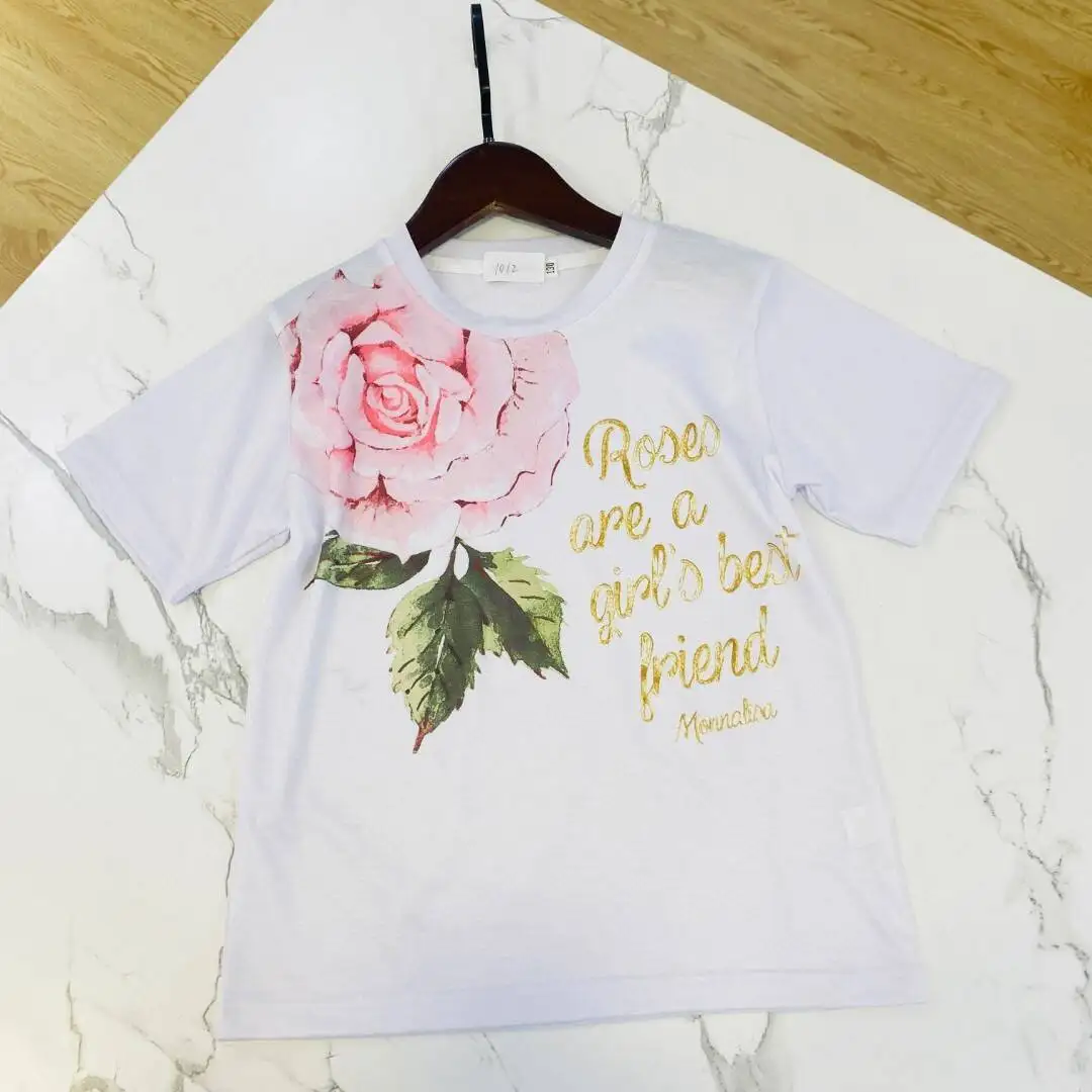 Ensemble short d'été en coton à manches courtes pour filles, motif floral, style dernier cri, 2022