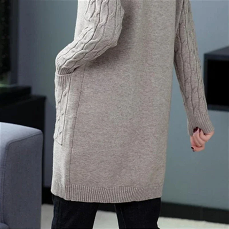 2024 Autumn New Knitted Cardigan Women Sweater V Neck Solid Vintage Loose Knitwear Ladies Tops Single Breasted Casual Clothes