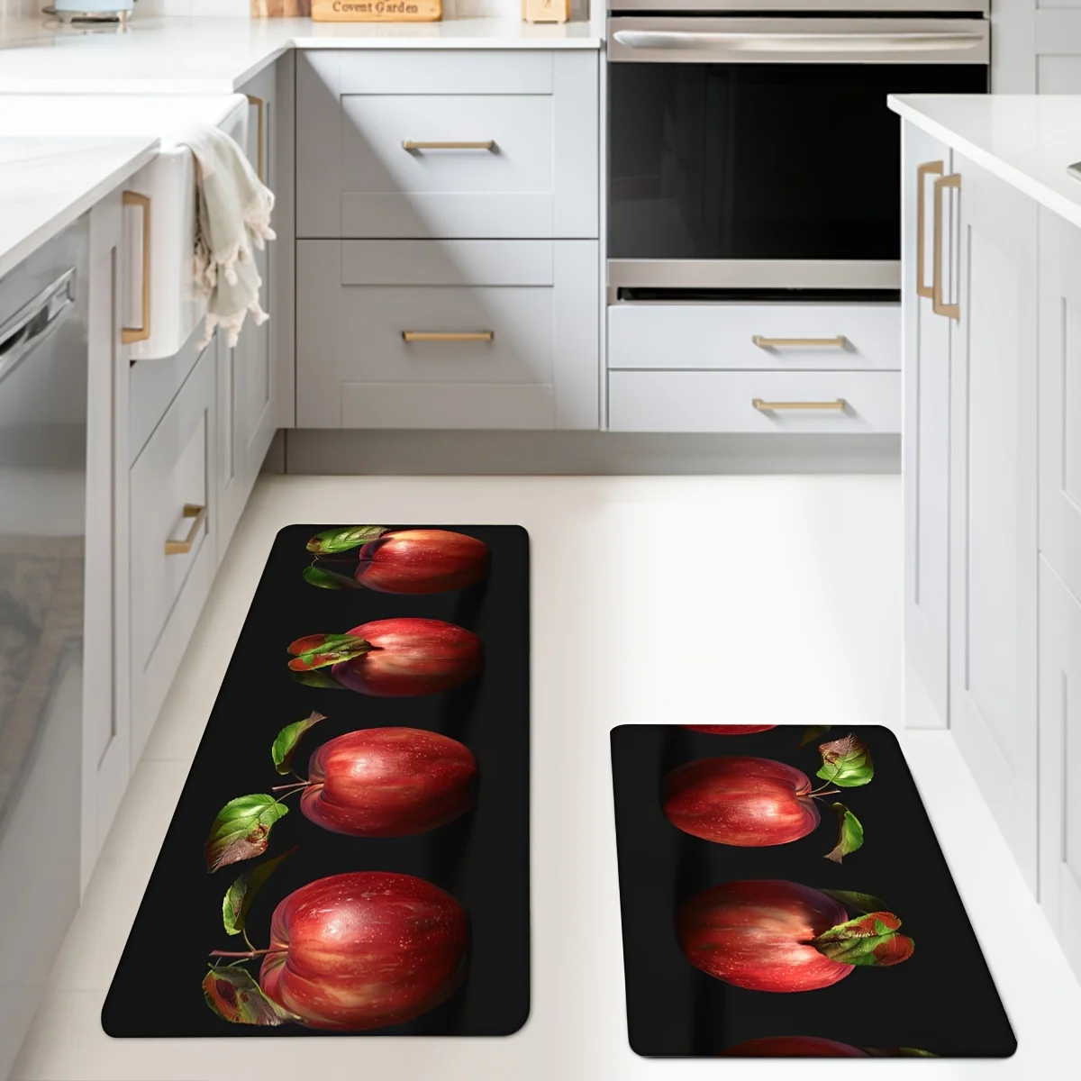 

Red Apples Design Kitchen Carpet Flannel Non-slip Bathroom accessories for Living Room Doormat Entrance Foot mat Home Decoration