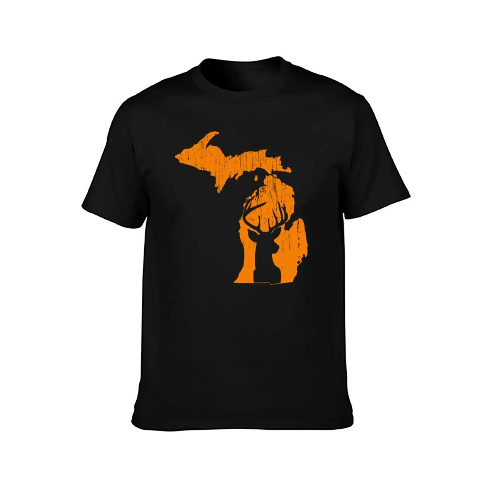 Michigan Deer Hunting Camiseta de algodão gráfico camisetas croswit camisa homem masculino grande e alto t camisas