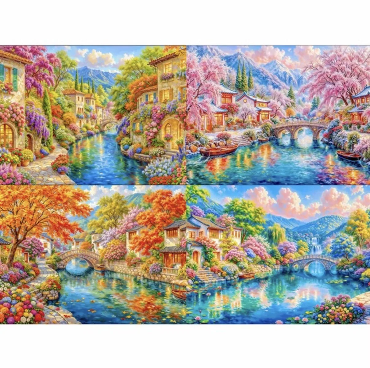 

14CT 9ct 120x85cm Four Seasons Scenery Embroidery DIY Printed Kits Cross Stitch Needlework Set Home Decor Crafts