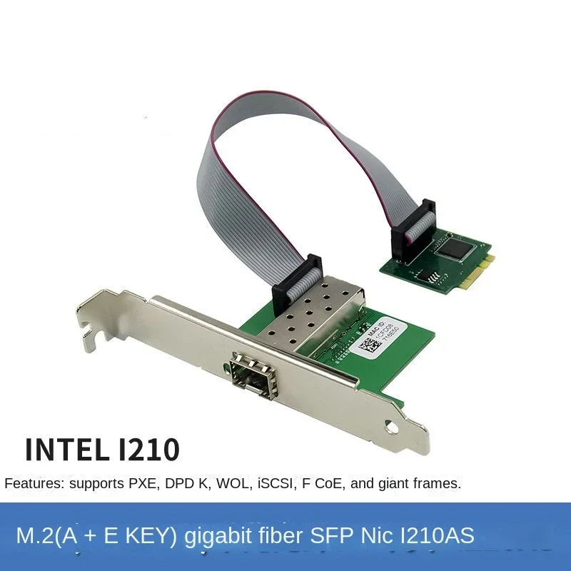 

M. 2 A+E Gigabit Fiber Server Network Card I210AS Single Optical Port SFP Fiber LC Adapter